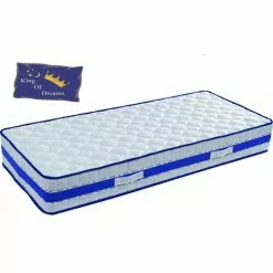KINGOFDREAMS Matelas 80X200 Mousse Poli Lattex Indéformable - Face Hiver Avec Laine Merinos - Face été Avec Lin - Hauteur 29 Cm - Soutien Trés Ferme + Protège Matelas OFFERT Blue 80 200