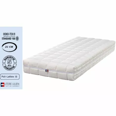 LITERIEJULIEN Matelas Latex Naturel + Alése 90x190 X 21 Cm Ferme - Spécial Sommier Electrique - Déhoussable Housse Lavable - 7 Zones De Confort - Noyau Poli Lattex HR Derniére Génération - Trés Respirant 1 LITERIEJULIEN Matelas Latex Naturel + Alése 90x190 X 21 Cm Ferme - Spécial Sommier Electrique - Déhoussable Housse Lavable - 7 Zones De Confort - Noyau Poli Lattex HR Derniére Génération - Trés Respirant