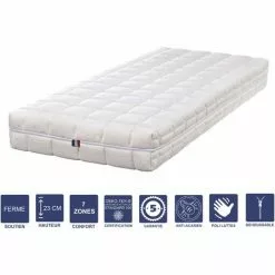 LITERIE JULIEN Matelas Mémoire De Forme + Alése 80x200 X 23 Cm Ferme - Déhoussable Housse Lavable - 7 Zones De Confort - Noyau Poli Lattex HR Derniére Génération - Trés Respirant