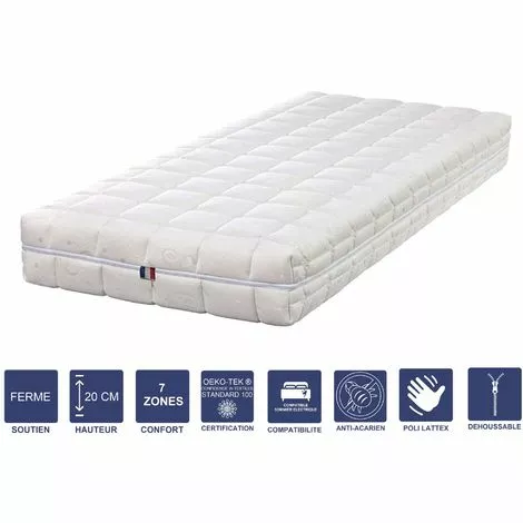 LITERIEJULIEN Matelas Mémoire De Forme 100x200 X 20 Cm Ferme + Oreiller Visco - Spécial Sommier Electrique - Déhoussable Housse Lavable - 7 Zones De Confort - Noyau Poli Lattex HR Derniére Génération - Trés Respirant 1 LITERIEJULIEN Matelas Mémoire De Forme 100x200 X 20 Cm Ferme + Oreiller Visco - Spécial Sommier Electrique - Déhoussable Housse Lavable - 7 Zones De Confort - Noyau Poli Lattex HR Derniére Génération - Trés Respirant