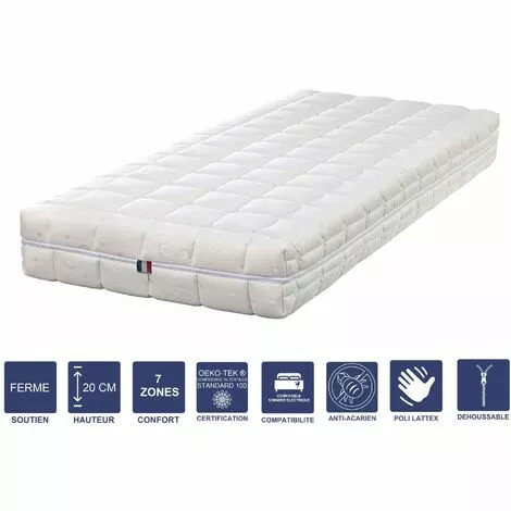 LITERIEJULIEN Matelas Mémoire De Forme + Alése 70x190 X 20 Cm Ferme + Oreiller Visco - Spécial Sommier Electrique - Déhoussable Housse Lavable - 7 Zones De Confort - Noyau Poli Lattex HR Derniére Génération - Trés Respirant 1 LITERIEJULIEN Matelas Mémoire De Forme + Alése 70x190 X 20 Cm Ferme + Oreiller Visco - Spécial Sommier Electrique - Déhoussable Housse Lavable - 7 Zones De Confort - Noyau Poli Lattex HR Derniére Génération - Trés Respirant