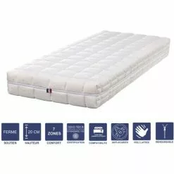 LITERIEJULIEN Matelas Mémoire De Forme + Alése 80x200 X 20 Cm Ferme + Oreiller Visco - Spécial Sommier Electrique - Déhoussable Housse Lavable - 7 Zones De Confort - Noyau Poli Lattex HR Derniére Génération - Trés Respirant