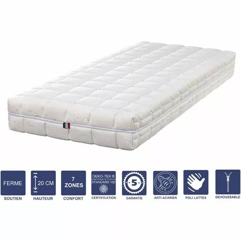 LITERIEJULIEN Matelas Mémoire De Forme + Alése 90x190 X 20 Cm Ferme + Oreiller Visco - Déhoussable Housse Lavable - 7 Zones De Confort - Noyau Poli Lattex HR Derniére Génération - Trés Respirant 1 LITERIEJULIEN Matelas Mémoire De Forme + Alése 90x190 X 20 Cm Ferme + Oreiller Visco - Déhoussable Housse Lavable - 7 Zones De Confort - Noyau Poli Lattex HR Derniére Génération - Trés Respirant
