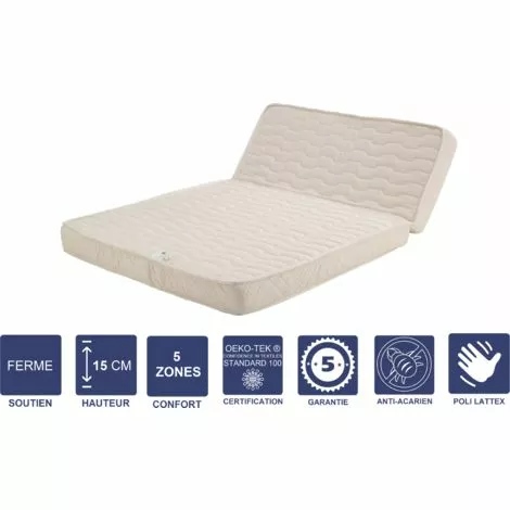 LITERIEJULIEN Matelas Ferme Pour Tous BZ + Alése 160x200 X 15 Cm Avec Mémoire De Forme Sur Face Hiver - Découpe Assise 60 Cm - 5 Zones De Confort - Face été Et Noyau Poli Lattex HR Derniére Génération - Trés Respirant 1 LITERIEJULIEN Matelas Ferme Pour Tous BZ + Alése 160x200 X 15 Cm Avec Mémoire De Forme Sur Face Hiver - Découpe Assise 60 Cm - 5 Zones De Confort - Face été Et Noyau Poli Lattex HR Derniére Génération - Trés Respirant