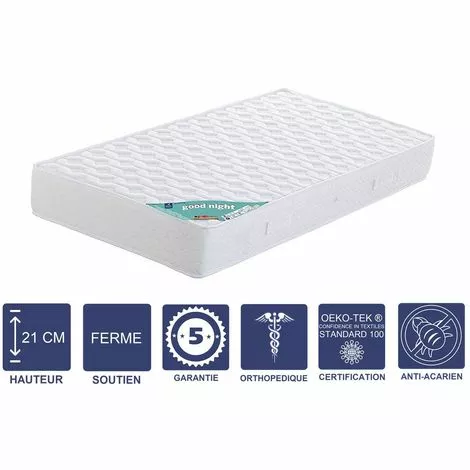 LITERIEJULIEN Matelas 90x200 X 21 Cm + Oreiller Visco - Ferme - Aertech+ 35 Kg/m3 HR Derniére Génération - Trés Respirant 1 LITERIEJULIEN Matelas 90x200 X 21 Cm + Oreiller Visco - Ferme - Aertech+ 35 Kg/m3 HR Derniére Génération - Trés Respirant