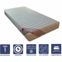 LITERIE JULIEN Matelas Mémoire De Forme 60 Kg/m3 90x200 X 21 Cm Ferme + Oreiller Visco - Spécial Sommier Electrique - 5 Zones De Confort - Noyau Aertech+ 35 Kg/m3 HR Derniére Génération - Trés Respirant