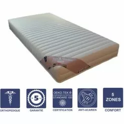 LITERIEJULIEN Matelas + Alése 80x190 X 19 Cm Trés Ferme + Oreiller Visco - 5 Zones De Confort - Noyau Aertech+ 35 Kg/m3 HR Derniére Génération - Trés Respirant