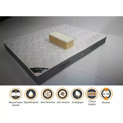 KING OF DREAMS Matelas Latex 75 Kg/m3 + Mousse 35 Kg/m3 HR 140x190 X 21 Cm Accueil Moelleux Soutien Ferme - 7 Zones De Confort 1 KING OF DREAMS Matelas Latex 75 Kg/m3 + Mousse 35 Kg/m3 HR 140x190 X 21 Cm Accueil Moelleux Soutien Ferme - 7 Zones De Confort