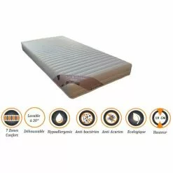 NUITS D'OR Matelas + Alèse 80x200 X 19 Cm Ferme - Spécial Sommier Electrique - Déhoussable Housse Lavable - 7 Zones De Confort - Ame Poli Lattex 33 Kg/m3 - Hypoallergénique