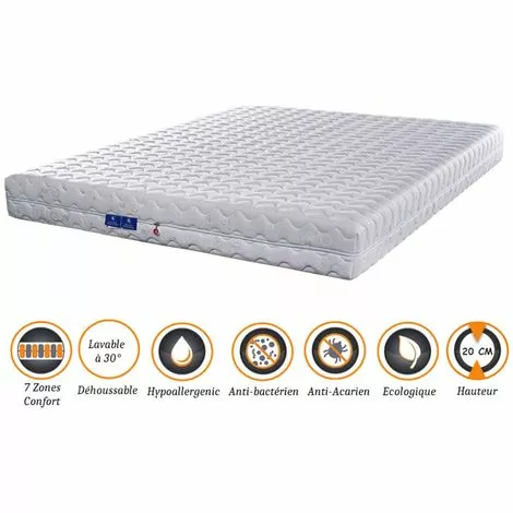 NUITS D'OR Matelas 70x190 X 20 Cm Souple + Oreiller Visco + Alèse - Spécial Sommier Electrique - Déhoussable Housse Lavable - 7 Zones De Confort - Ame Poli Lattex 33 Kg/m3 - Hypoallergénique 1 NUITS D'OR Matelas 70x190 X 20 Cm Souple + Oreiller Visco + Alèse - Spécial Sommier Electrique - Déhoussable Housse Lavable - 7 Zones De Confort - Ame Poli Lattex 33 Kg/m3 - Hypoallergénique
