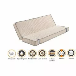 NUITS D'OR Matelas Ferme Pour Clic Clac 140x200 X 15 Cm - Dim Assise 70 Cm - - 5 Zones De Confort - Ame Poli Lattex Haute Résilience - Hypoallergénique