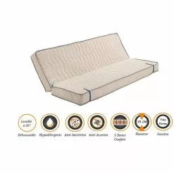 NUITS D'OR Matelas Très Ferme Pour Clic Clac 120x190 X 15 Cm - Dim Assise 60 Cm - - 5 Zones De Confort - Ame Poli Lattex Haute Résilience - Hypoallergénique