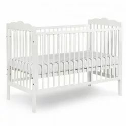KLUPS RADEK III Lit Bébé à Barreaux En Bois Pin Massif Blanc 120x60 Cm - Blanc