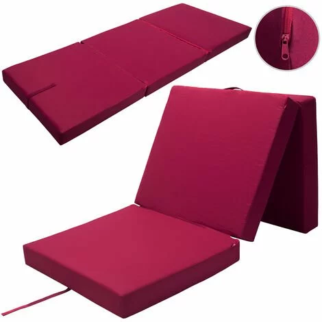 DETEX Matelas Pliant De Voyage Matelas D'appoint Pliable Lit Futon Pouf Pliant Avec Housse 190x70x10 Cm Rouge 2 DETEX Matelas Pliant De Voyage Matelas D'appoint Pliable Lit Futon Pouf Pliant Avec Housse 190x70x10 Cm Rouge – Image 2