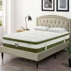 MOBILIER DECO HYBRID BAMBOU - Matelas Hybride 140 X 190 épaisseur 30 Cm Mémoire De Forme Et Ressorts Ensachés - Blanc
