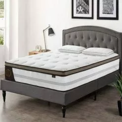 MOBILIER DECO HYBRID LUXE - Matelas Hybride 160 X 200 épaisseur 31 Cm Mémoire De Forme Et Ressorts Ensachés - Blanc