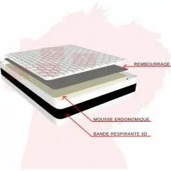 Matelas 140x190 H20/22 Mousse Ergonomique “DELUXE” - 3D Aération - Fermé - Orthopédique - Hypoallergénique - Mousse D'Eau - Matelas BATFLEX - La Couleur Peut Changer -Matelas Boutique 26375626 3