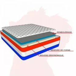 Matelas 140x190 H25 Mémoire De Forme - EGALITÉ - Soutien Equilibré - 9 Zones De Confort - Matelas Mémoire 50 Kg/m3 - Relax Superieur - Batflex - La Couleur Peut Changer -Matelas Boutique 26375677 3
