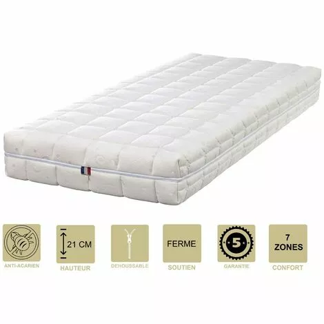 LITERIEJULIEN Matelas Face été Latex Naturel 80 Kg/m3 Face Hiver Mémoire De Forme 60 Kg/m3 80x200 X 21 Cm Ferme - Déhoussable Housse Lavable - 7 Zones De Confort 1 LITERIEJULIEN Matelas Face été Latex Naturel 80 Kg/m3 Face Hiver Mémoire De Forme 60 Kg/m3 80x200 X 21 Cm Ferme - Déhoussable Housse Lavable - 7 Zones De Confort