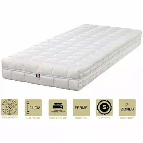 LITERIEJULIEN Matelas Face été Latex Naturel 80 Kg/m3 Face Hiver Mémoire De Forme 60 Kg/m3 80x190 X 21 Cm Ferme + Oreiller Visco - Spécial Sommier Electrique - Déhoussable Housse Lavable - 7 Zones De Confort 1 LITERIEJULIEN Matelas Face été Latex Naturel 80 Kg/m3 Face Hiver Mémoire De Forme 60 Kg/m3 80x190 X 21 Cm Ferme + Oreiller Visco - Spécial Sommier Electrique - Déhoussable Housse Lavable - 7 Zones De Confort
