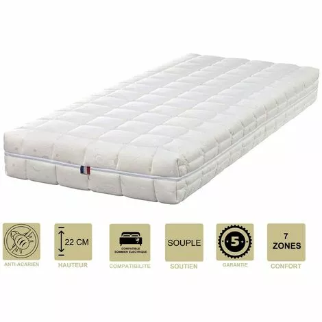 KINGOFDREAMS Matelas Face été Latex Naturel 70 Kg/m3 Face Hiver Mémoire De Forme 60 Kg/m3 90x200 X 22 Cm Souple + Oreiller Visco - Spécial Sommier Electrique - Déhoussable Housse Lavable - 7 Zones De Confort 1 KINGOFDREAMS Matelas Face été Latex Naturel 70 Kg/m3 Face Hiver Mémoire De Forme 60 Kg/m3 90x200 X 22 Cm Souple + Oreiller Visco - Spécial Sommier Electrique - Déhoussable Housse Lavable - 7 Zones De Confort