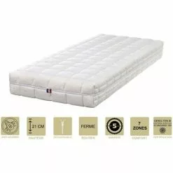 PROVENCE LITERIE Matelas Latex 70% Naturel 70x190 X 21 Cm Ferme - Spécial Sommier Electrique - Déhoussable Housse Lavable - 7 Zones De Confort - Ame Poli Lattex 33 Kg/m3 - Hypoallergénique
