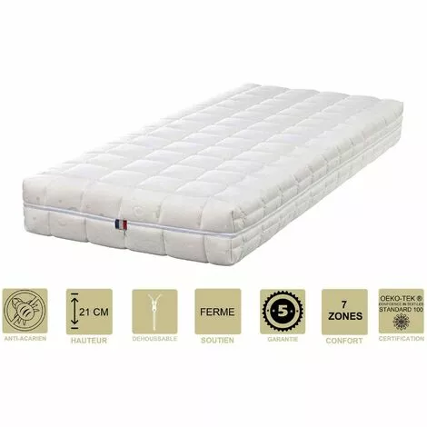 PROVENCE LITERIE Matelas Latex 70% Naturel 70x190 X 21 Cm Ferme - Spécial Sommier Electrique - Déhoussable Housse Lavable - 7 Zones De Confort - Ame Poli Lattex 33 Kg/m3 - Hypoallergénique 1 PROVENCE LITERIE Matelas Latex 70% Naturel 70x190 X 21 Cm Ferme - Spécial Sommier Electrique - Déhoussable Housse Lavable - 7 Zones De Confort - Ame Poli Lattex 33 Kg/m3 - Hypoallergénique