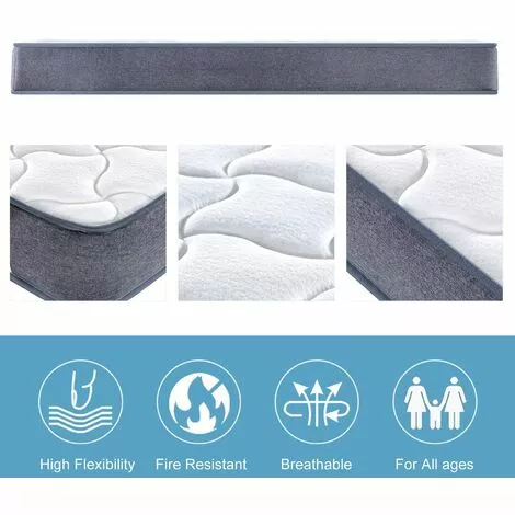 Matelas DEWINNER 90x190cm,Ressorts Ensachés+Mousse Mémoire,Epaisseur 20cm - Blanc 4 Matelas DEWINNER 90x190cm,Ressorts Ensachés+Mousse Mémoire,Epaisseur 20cm - Blanc – Image 4