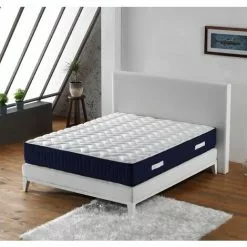LITERIEJULIEN Matelas Benjamin A Ressorts Ensaches + 3,5 Cm Latex Naturel à 70 % En 75 Kg/m3 - 90x200 Hauteur +/- 30,5 Cm - Accueil Moelleux - Soutien Ferme - 5 Zones De Confort - Hypoallergenique
