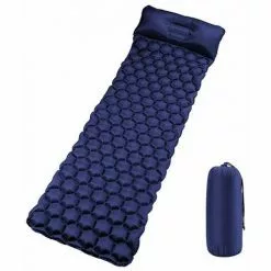 THSINDE Tapis De Couchage Camping Auto-gonflable, Tapis De Couchage épais Amélioré Ultraléger, Matelas Pneumatique Imperméable Durable Pour Randonnée, Sac à Dos, Camping ， 190 * 58 * 5cm (avec Oreiller, Bleu Royal)