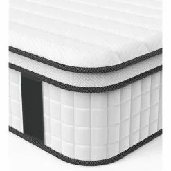 KINGOFDREAMS Matelas Sasha A Ressorts + 3 Cm Latex Naturel à 70 % En 75 Kg/m3 + Alese 90x190 Hauteur +/- 30 Cm - Accueil Moelleux - Soutien Ferme + Oreiller Visco - 5 Zones De Confort - Hypoallergenique