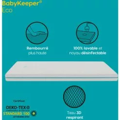 IMPERIAL RELAX BabyKeeper® | Matelas Bébé Pour Berceau Eco | Noyau Anti-noyade ECA | Housse 3D Respirante | Empêche La Plagiocéphalie 57x117 Cm -Matelas Boutique 37998143 3