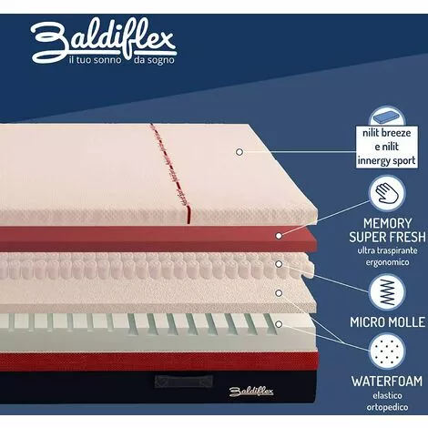 Baldiflex Matelas FLUTTUO 70 X 200 Cm Mousse à Mémoire Et Mini-Ressorts Ensaches Technologie Hybride Multi Densité Soutien Moyen Épaisseur 25 Cm 2 Baldiflex Matelas FLUTTUO 70 X 200 Cm Mousse à Mémoire Et Mini-Ressorts Ensaches Technologie Hybride Multi Densité Soutien Moyen Épaisseur 25 Cm – Image 2