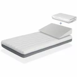 DORMALIT Pack Matelas KALA 57x117 Cm H 11cm + Plan Incline 15 + Protege Matelas 57x117 Cm.Dehoussable Et Lavable