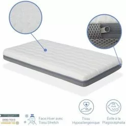 DORMALIT Pack Matelas KALA 57x117 Cm H 11cm + Plan Incline 15 + Protege Matelas 57x117 Cm.Dehoussable Et Lavable -Matelas Boutique 46191466 4