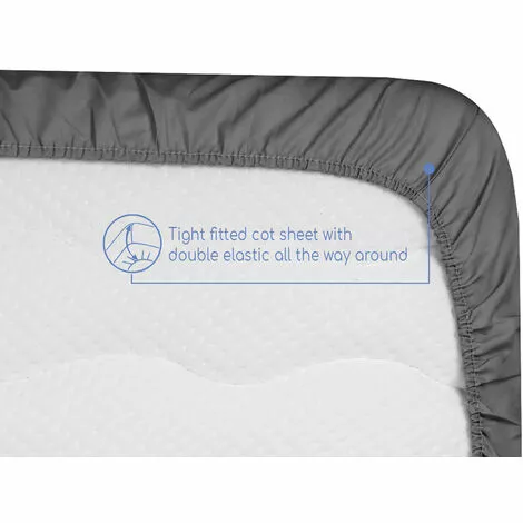 DORMALIT Drap Housse 100% Coton 70x160, Lot 2 Drap Blanc Et Gris, Matelas Lit Enfant 2 DORMALIT Drap Housse 100% Coton 70x160, Lot 2 Drap Blanc Et Gris, Matelas Lit Enfant – Image 2