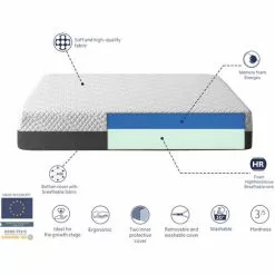 SHAULA Matelas Juvenil 80X190 PLATON, Epaisseur 20 CM, Dehoussable, Mousse A Memoire, Ergonomique Et Respirant. Montessori -Matelas Boutique 52961715 4