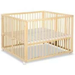 KLUPS JONAS Parc Bébé Réglable En Bois Avec Roulettes Intégrées Pin - Pin