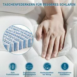 ASUPERMALL Matelas à Noyau à Ressorts, Matelas En Mousse Froide 7 Zones, Noyau à Ressorts Ensachés, 90x200cm, 100% Certifié Oeko-Tex, Revêtement Matelassé En Microfibre, 100 Nuits De Sommeil D'essai, Degré De Dureté H3, Hauteur 25cm -Matelas Boutique 55666226 5