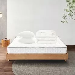 IZTOSS Ensemble Matelas Et Couette Et 2 Oreillers - Matelas 140x190x17cm + 1 Couette 220x240cm + 2 Oreillers 60x60cm - 7 Zones De Confort Mousse Mémoire Adaptative (Matelas+Couette+Oreillers)