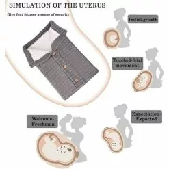 LTS FAFA Gigoteuse Bébé Tricotée Couverture Bébé Emmailloter Poussette Sac De Couchage Gants Ensemble En Laine D'agneau Avec Boutons Pour Bébé 0-12 Mois -Matelas Boutique 56640234 4