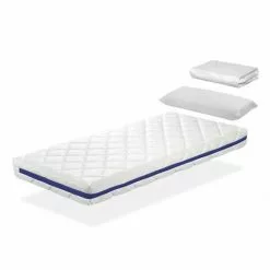 DREAMDI Pack Matelas 90X190 HERMES LIT ENFANT, Epaisseur 11 CM + 1 Oreiller A Memoire 90x35 + 1 Protege Matelas 90x190