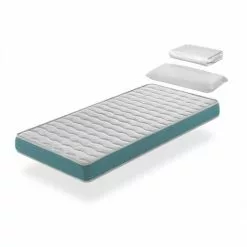 DREAMDI Pack Matelas 70X160 EKOZEN LIT ENFANT, Epaisseur 14 CM + 1 Oreiller A Memoire 70x35 + 1 Protege Matelas 70x160
