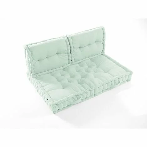 DOCK AVENUE Matelas Palette Avec 2 Dossiers 100% Coton Déperlant Et Anti UV KALA - VERT MENTHE 1 DOCK AVENUE Matelas Palette Avec 2 Dossiers 100% Coton Déperlant Et Anti UV KALA - VERT MENTHE