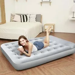 YOOUYIDA Matelas Gonflable Matelas Gonfleur Pied 198cm*138cm*62cm，blue Pour Le Voyage, La Maison