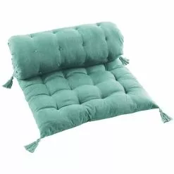 DOUCEUR D'INTÉRIEUR Matelas De Sol + Pompons 60x120 Cm Coton Uni Pacifique Menthe - Vert
