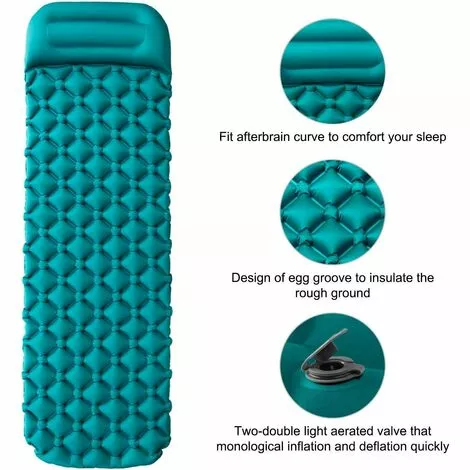 KARTOKNER Matelas De Camping Gonflable Tapis De Gonflable éTanche Tapis De Couchage D’Air UltraléGer Pour Camping,Voyage, RandonnéE 195*60*5CM(vert émeraude) 5 KARTOKNER Matelas De Camping Gonflable Tapis De Gonflable éTanche Tapis De Couchage D’Air UltraléGer Pour Camping,Voyage, RandonnéE 195*60*5CM(vert émeraude) – Image 5