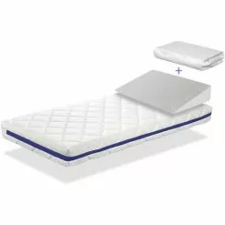 DREAMDI Pack Matelas HERMES 57x117 Epaisseur 11 Cm + Plan Incline 15º + Protege Matelas 57x117cm