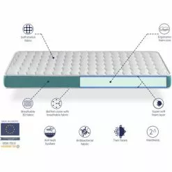 DREAMDI LOT X2 Matelas En Mousse Respirante 70X190 EKOZEN, Epaisseur 14 CM , Ergonomique Et Adaptable -Matelas Boutique 59927797 4