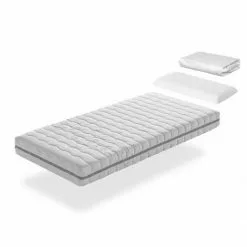 DREAMDI Pack Matelas 80X160 GEA LIT ENFANTS, Epaisseur 18 CM + 1 Oreiller à Memoire 80x35 + 1 Protege Matelas 80x160